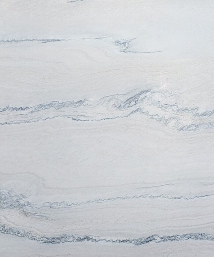 Macaubus Fantasy quartzite satin finish full slab with soft white base and flowing grey veining at Sunshine Coast QLD Australia