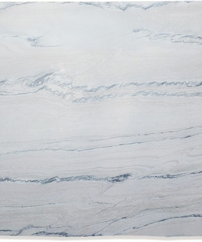 Macaubus Fantasy quartzite satin finish full slab with soft white base and flowing grey veining at Sunshine Coast QLD Australia